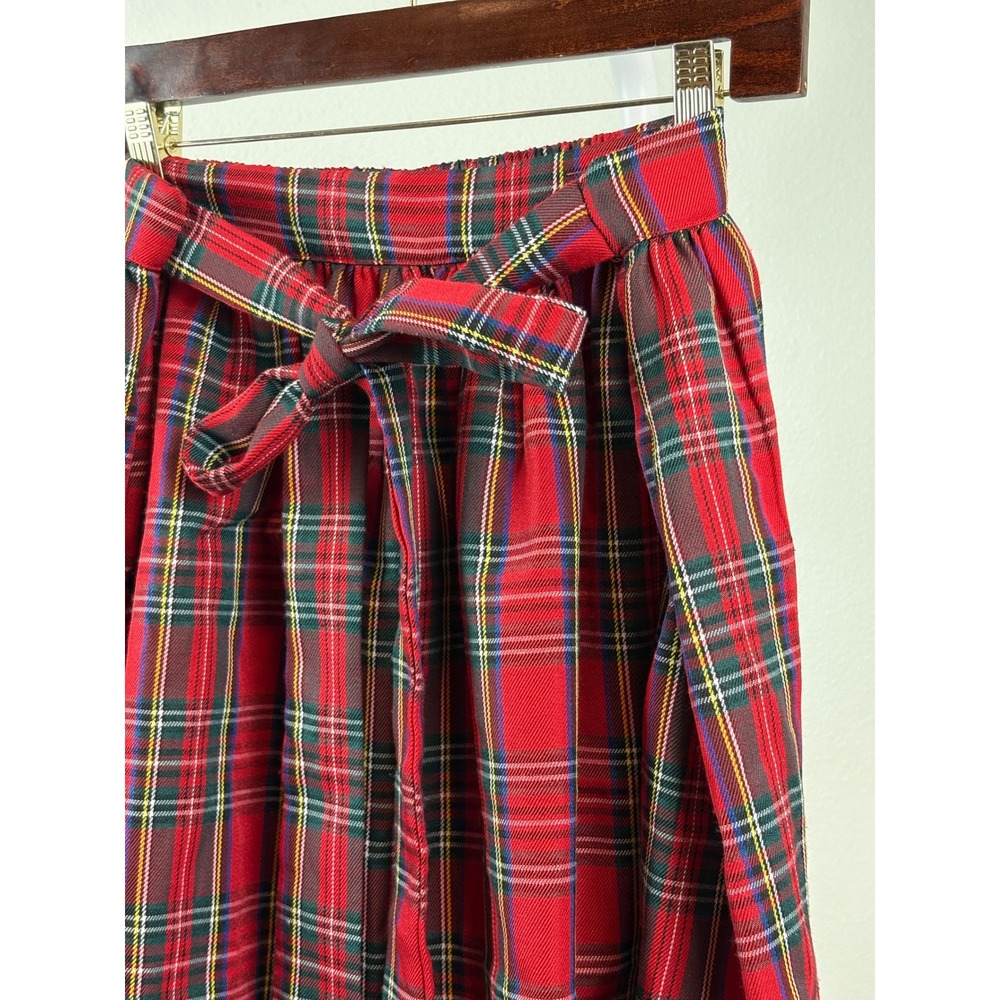 ModCloth Red Tartan Plaid A-Line Skirt with Tie Belt M4613029 Mens Large - Picture 2 of 8